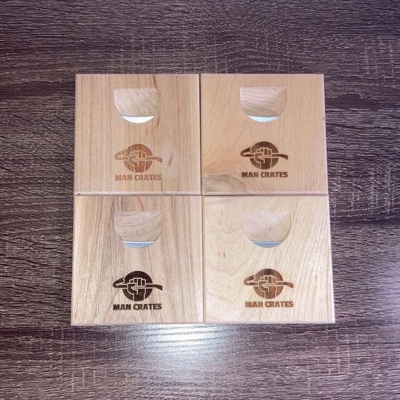 Man Crates Wooden Coasters Set of 4 - Picture 2 of 7